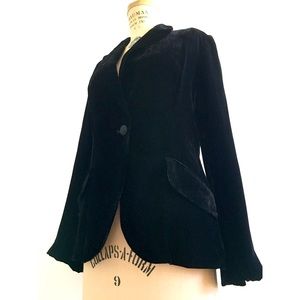H&M Fitted Black Velvet Jacket Blazer - Sz M